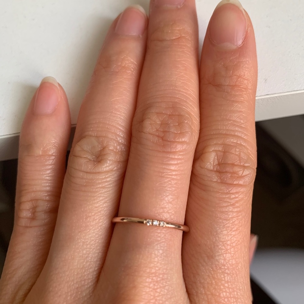 - 14k solid rose gold diamonds ring.